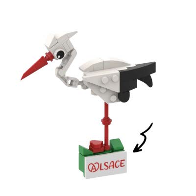 Cigogne en briques de construction