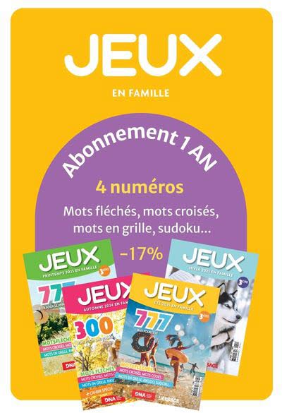 Abonnement 1 an au Magazine Jeux en famille