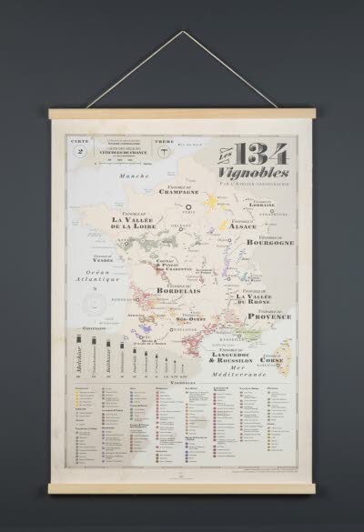 Carte France 134 vignobles  (petit format avec PORTE AFFICHE)