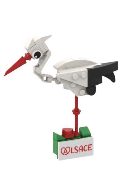Cigogne en briques de construction