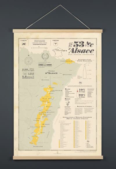 Carte ALSACE 53 AOC (petit format avec PORTE AFFICHE)